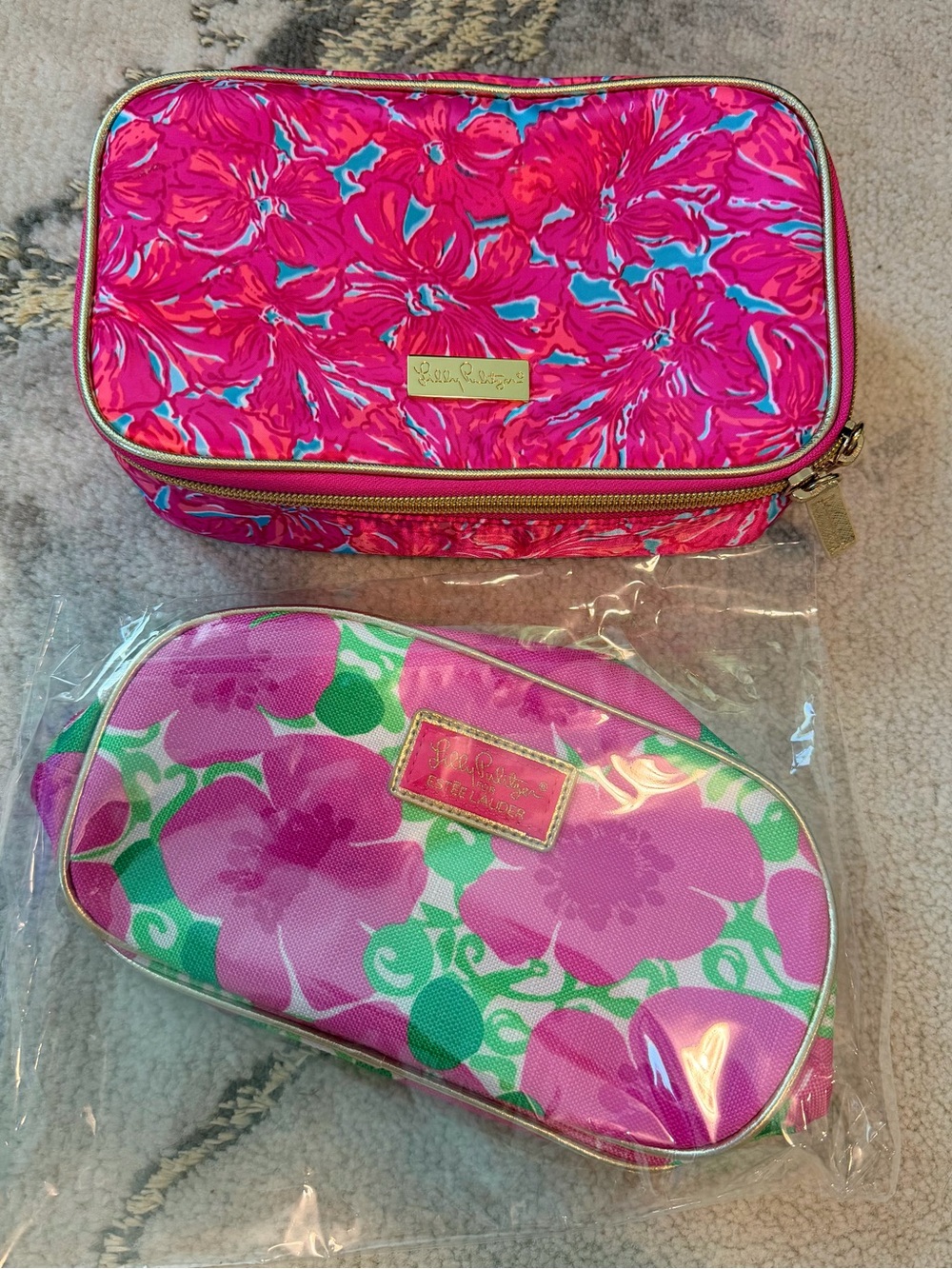 NWOT Lilly Pulitzer Pink Floral Cosmetic Bags - Set of 2